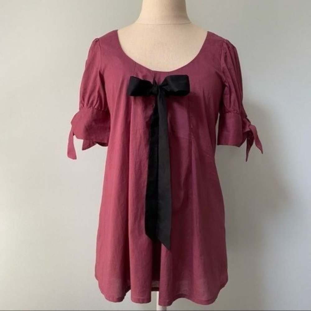 Coco and Chase Burgundy Tie Blouse